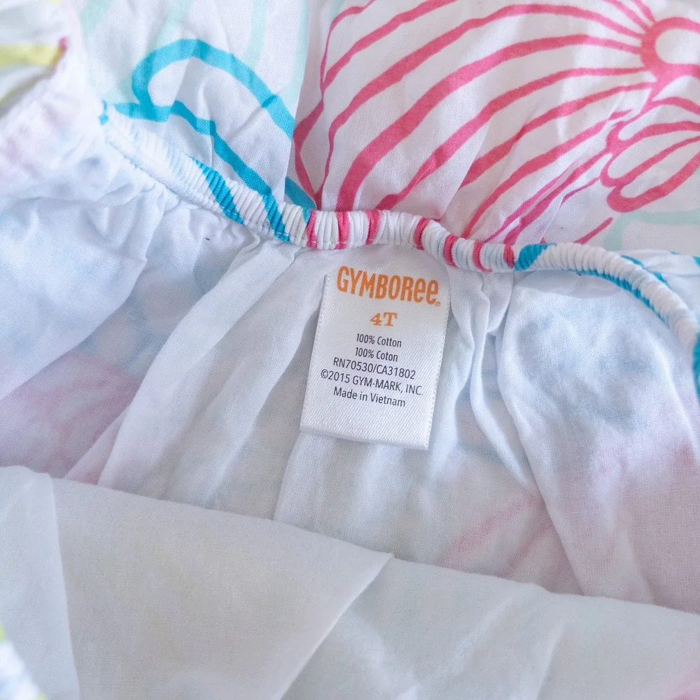 Gymboree Seashell Tiered Ruffle Sundress White Pink Blue Summer Girls 4T